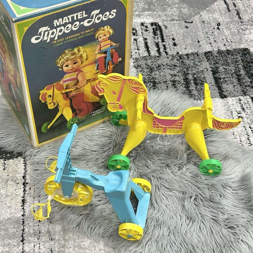 Vintage 1960's Mattel Tippee-Toes Walking Doll Trike and Horse Orig Box #3023